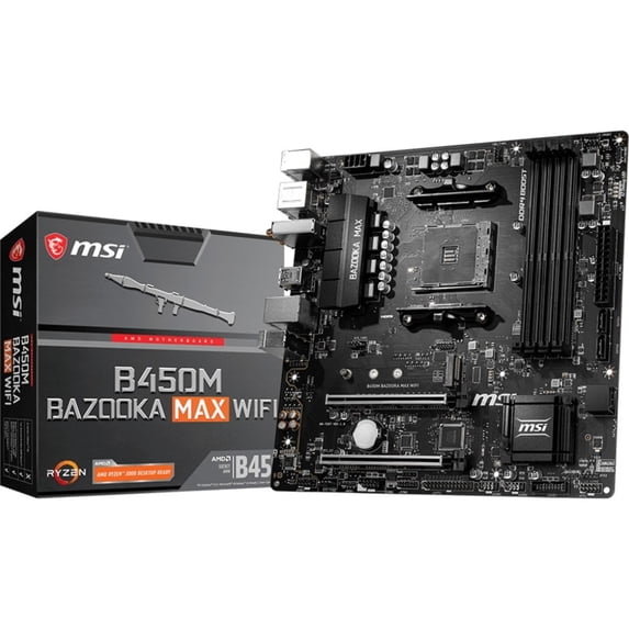 MSI B450M BAZOOKA MAX WIFI Desktop Motherboard, AMD Chipset, Socket AM4, Micro ATX