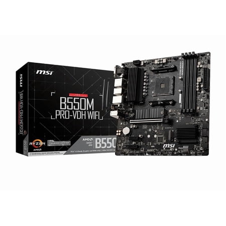MSI B550M PRO-VDH WiFi ProSeries Motherboard (AMD Ryzen 5000, AM4, DDR4, PCIe 4.0, SATA 6Gb/s, M.2, USB 3.2 Gen 1, Wi-Fi, Bluetooth, D-SUB/HDMI/DP, Micro-ATX)