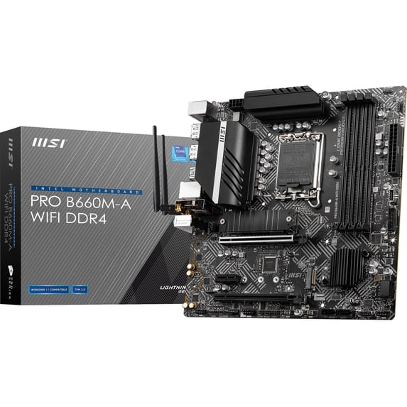 MSI B660M-A WIFI DDR4 Desktop Motherboard, Intel B660 Chipset, Socket LGA-1700, Intel Optane Memory Ready, Micro ATX