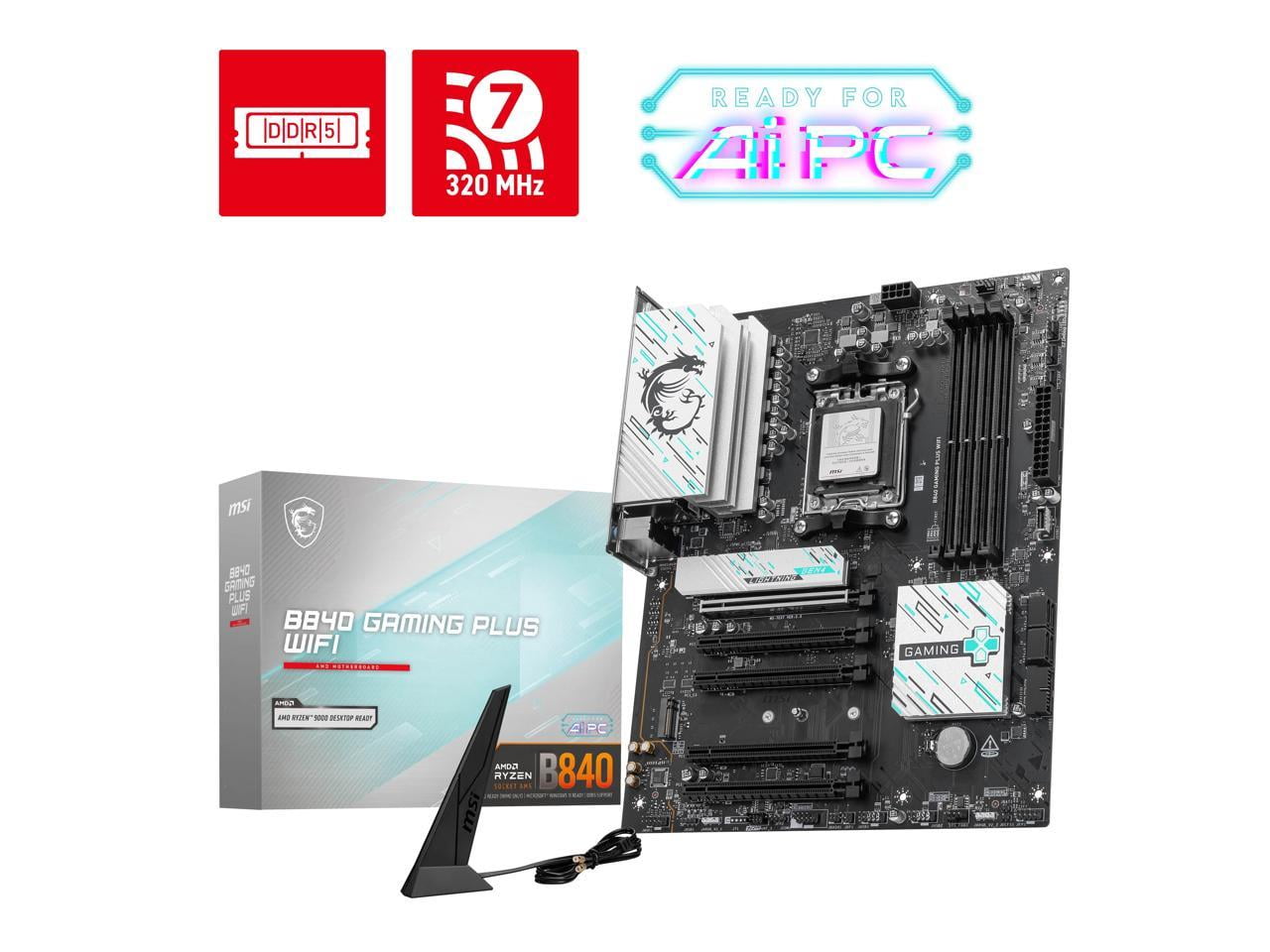 MSI B840 GAMING PLUS WIFI Gaming Desktop Motherboard, B840 Chipset, Socket AM5, ATX