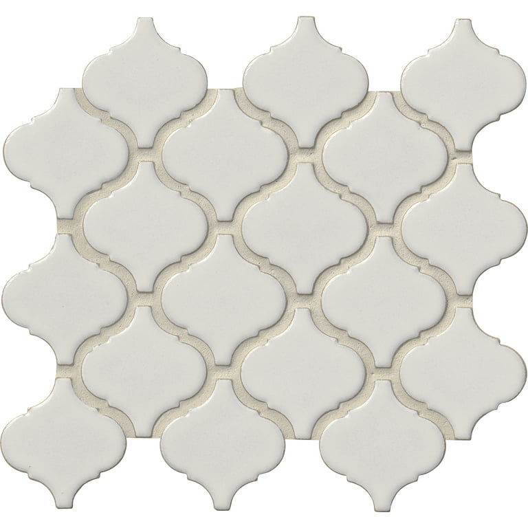 MSI Bianco Arabesque 9.84 in. x 10.63 in. x 6 mm Glazed Ceramic  Mesh-Mounted Mosaic Tile (10.95 sq. ft. / case) 