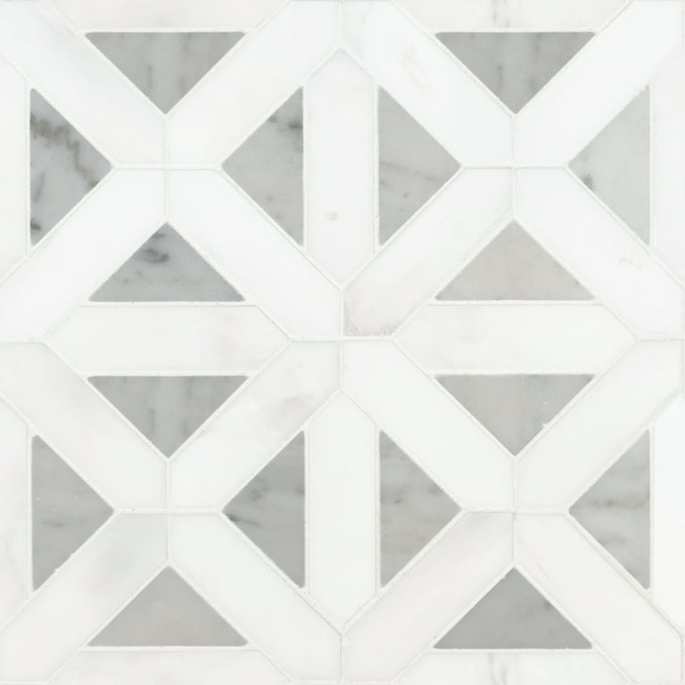 MSI Bianco Dolomite Geometrica 12 in. x 12 in. x 10 mm Polished Marble  Mesh-Mounted Mosaic Tile (10 sq. ft. / case)
