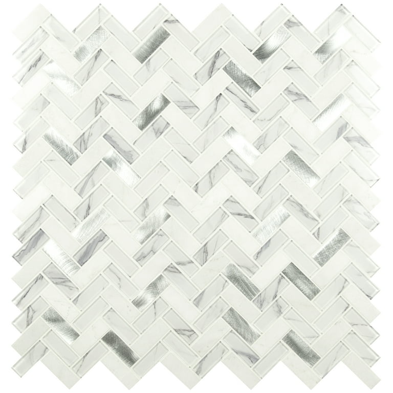 MSI Bytle Bianco Herringbone 12 in. x 12 in. x 6 mm Textured Multi-Surface Mesh-Mounted Mosaic Tile ( 15 sq. ft. / case ) MSI Bytle Bianco Herringbone 12 in. x 12 in. x 6 mm Textured Multi-Surface Mesh-Mounted Mosaic Tile ( 15 sq. ft. / case )