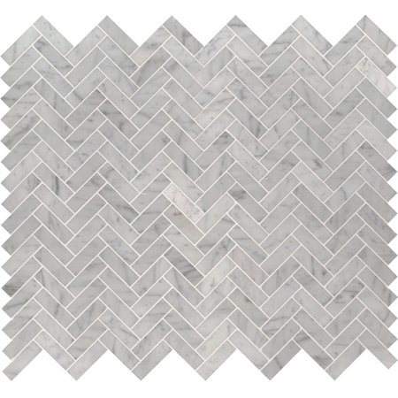 MSI Carrara Herringbone 1X 3 Marble Mosaic Tile In White