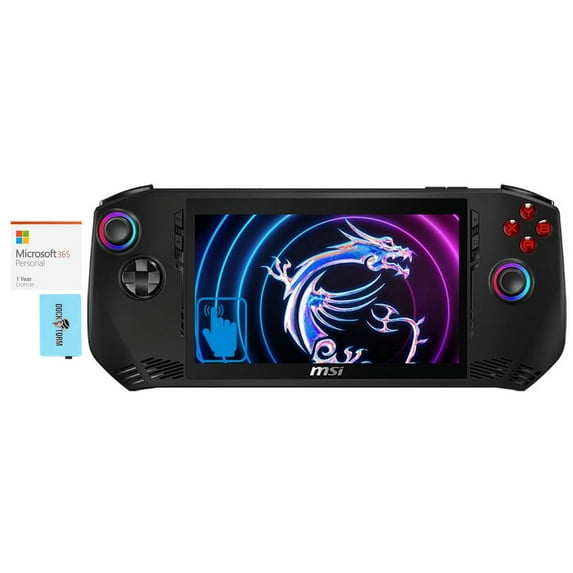 MSI Claw A1M-052US Gaming Laptop (Intel Ultra 5-135H 14-Core, 16GB LPDDR5 6400MHz RAM, 512GB SSD, Intel Arc, 7" 120 Hz Touch Win 11 Home) with Microsoft 365 Personal, Dockztorm Hub