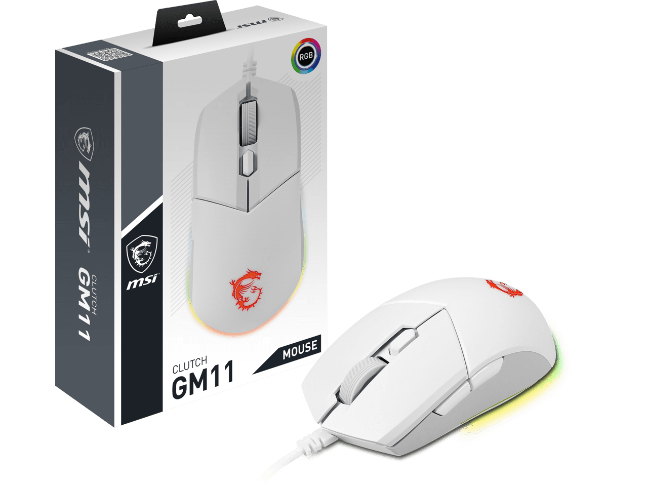 MSI Clutch GM11 White Gaming Mouse - 5000 DPI Optical Sensor