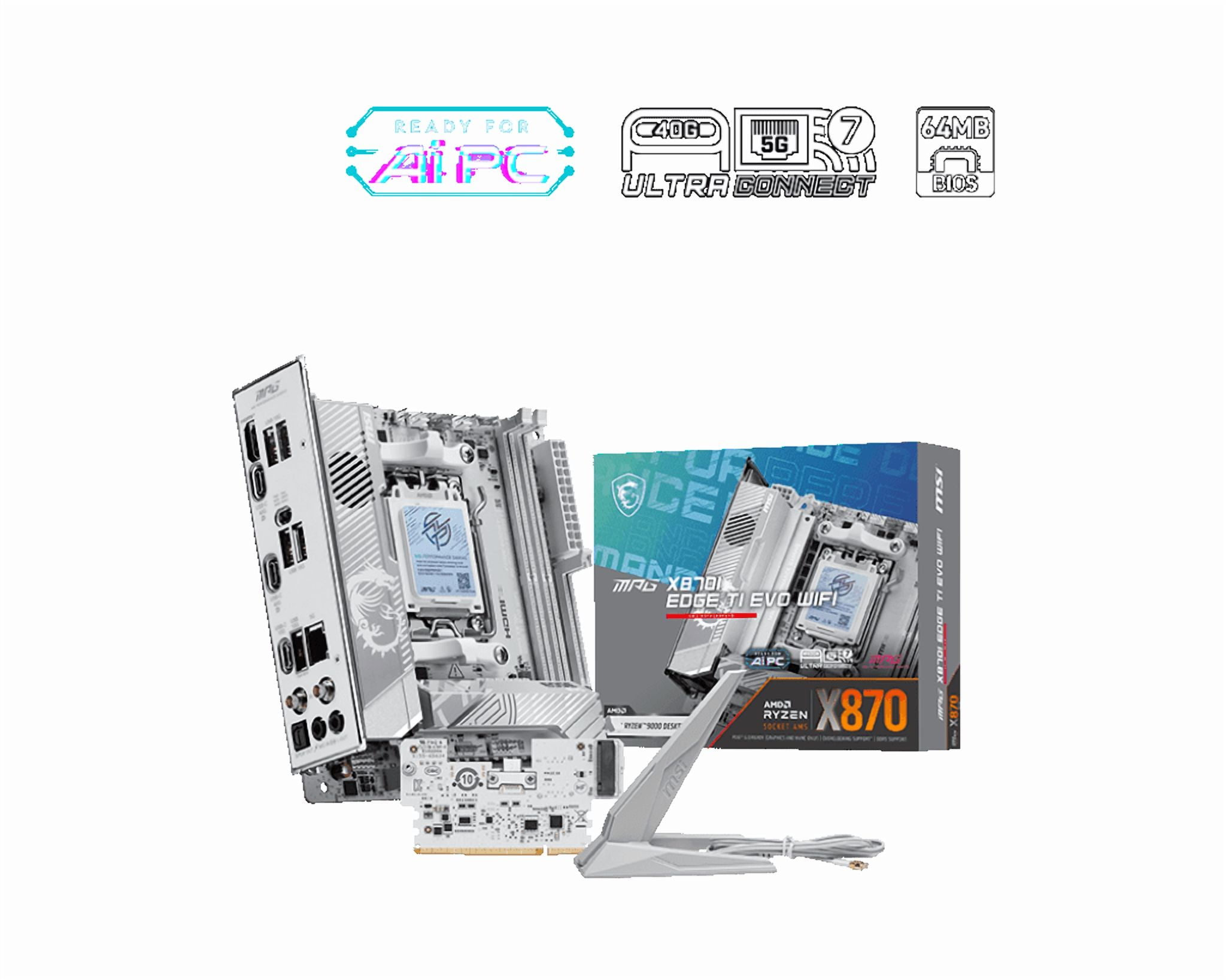 MSI MPG X870I EDGE TI EVO WIFI AM5 AMD X870 PCIe 5.0/4.0 USB 40/20/10/5Gbps Type C/A Wi-Fi 7 Mini-ATX Motherboard