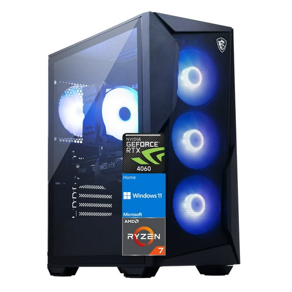 MSI Codex Z2 Gaming Desktop, AMD Ryzen 7 8700F, NVIDIA GeForce RTX 4060, 32GB RAM, 2TB SSD, Black, Windows 11 Home