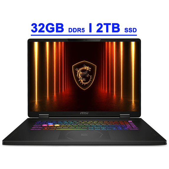 MSI Crosshair 18 HX AI Gaming Laptop 18" QHD+ IPS 240Hz Intel 24-core Ultra 9 275HX (>i9-14900HX) 32GB DDR5 2TB SSD GeForce RTX 5070 (Up to 988 AI TOPS) RGB Backlit Thunderbolt Win11