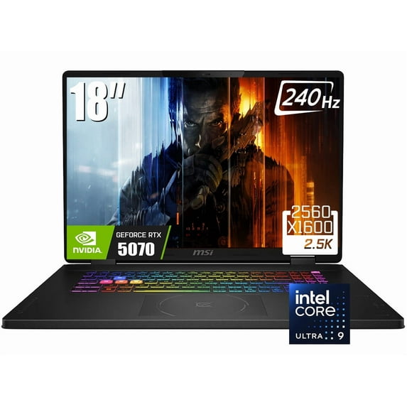 MSI Crosshair 18 HX Gaming Laptop, 18" 2560 x 1600 QHD+ 240Hz IPS Display, Intel Core Ultra 9 275HX, GeForce RTX 5070 8GB GDDR7, RGB Backlit KB, WiFi 6E, Win11 Home(64GB DDR5 - 4TB SSD)