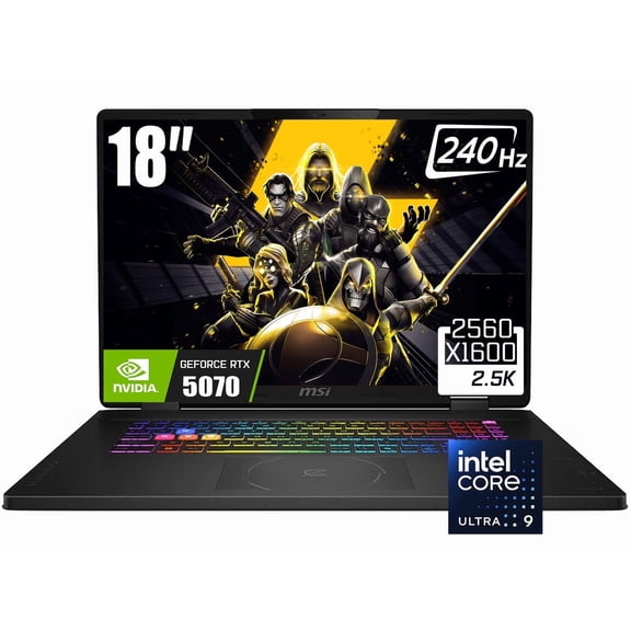 MSI Crosshair 18 HX Gaming Laptop, 18" 2560 x 1600 QHD+ 240Hz IPS Display, Intel Core Ultra 9 275HX, GeForce RTX 5070 8GB GDDR7, RGB Backlit KB, WiFi 6E, Win11 Home(16GB DDR5 | 1TB SSD)