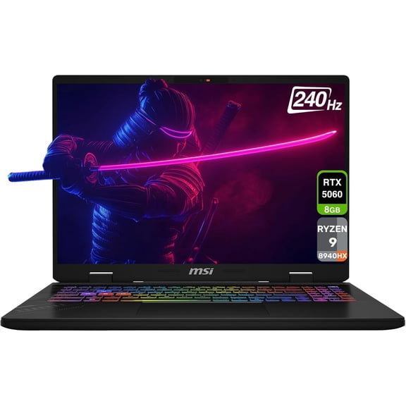 MSI Crosshair A16 Gaming Laptop, AMD Ryzen 9-8940HX, 32 GB DDR5 RAM, 1 TB PCIe SSD, 16'' QHD+ (2560x1600) 240Hz Display, Nvidia G-Force RTX 5060, 24-Zone RGB Backlit Keyboard, W11 Home, Cosmos Gray