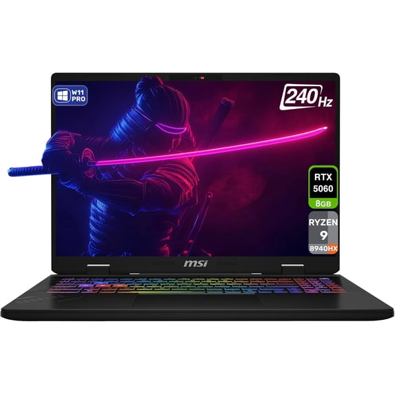 MSI Crosshair A16 Gaming Laptop, AMD Ryzen 9-8940HX, 64 GB DDR5 RAM, 4 TB PCIe SSD, 16'' QHD+ (2560x1600) 240Hz Display, Nvidia G-Force RTX 5060, 24-Zone RGB Backlit Keyboard, W11 Pro, Cosmos Gray