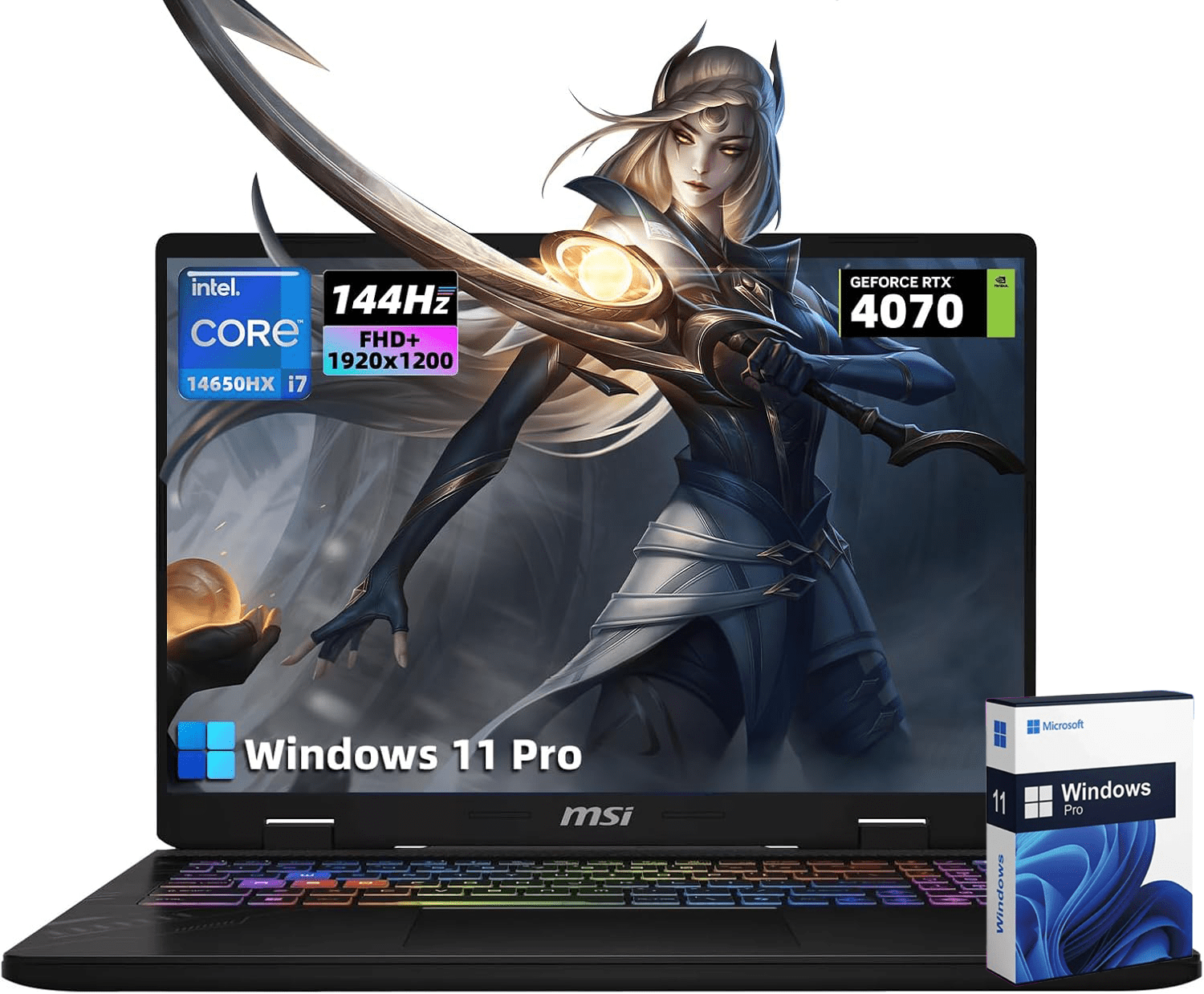 MSI Crosshair Gaming Laptop Computer - 16" FHD+(1920x1200) IPS Display, GeForce RTX 4070, Intel 16-Core i7-14650HX, 64 GB RAM, 1 TB SSD, Backlit KB, Wi-Fi 6, Windows 11 Pro