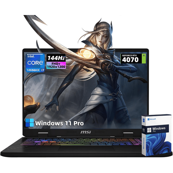 MSI Crosshair Gaming Laptop Computer - 16" FHD+(1920x1200) IPS Display, GeForce RTX 4070, Intel 16-Core i7-14650HX, 64 GB RAM, 1 TB SSD, Backlit KB, Wi-Fi 6, Windows 11 Pro