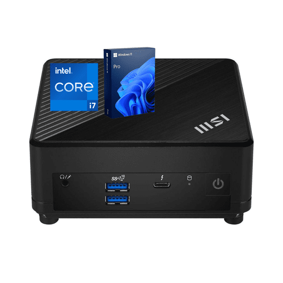 MSI Cubi 5 Newest Business Mini Desktop, 12th Gen Intel Core i7-1255U, 32GB RAM, 1TB PCIe SSD, HDMI, RJ-45, DisplayPort, Wi-Fi 6, Windows 11 Pro, Black