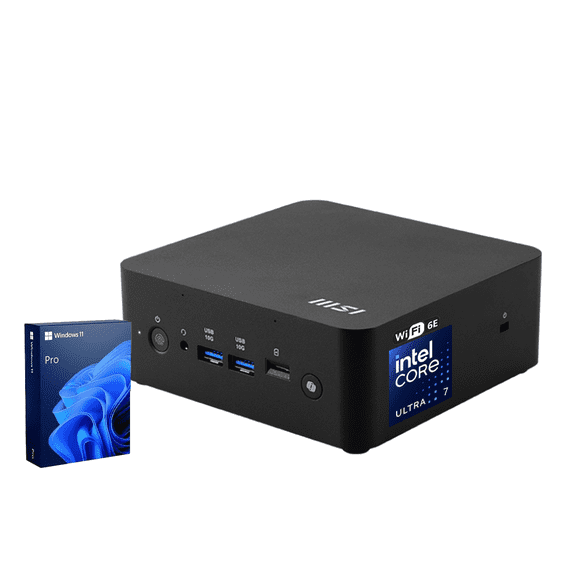 MSI Cubi NUC AI Business Mini Desktop, Intel Core Ultra 7 258V, 32GB LPDDR5X, 1TB SSD, Wi-Fi 6E, Windows 11 Pro, Black