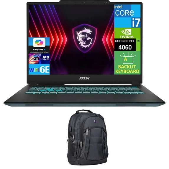 MSI Cyborg 14 A13VF-018US Gaming Laptop 14.0in 144Hz IPS WUXGA Display (Intel i7-13620H, GeForce RTX 4060 8GB, 32GB DDR5, 2TB PCIe SSD, Backlit KB, WiFi 6E, Webcam, Win 11 Pro) w/Premium Backpack
