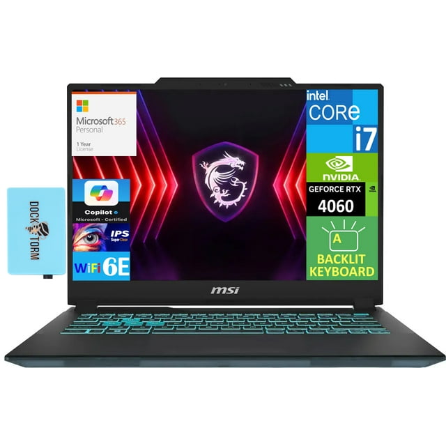 MSI Cyborg 14 A13VF-018US Gaming Laptop 14.0in 144Hz IPS WUXGA Display (Intel i7-13620H, GeForce RTX 4060 8GB, 32GB DDR5, 4TB PCIe SSD, Win 11 Pro) w/Microsoft 365 Personal , DKZ USB Port Expander