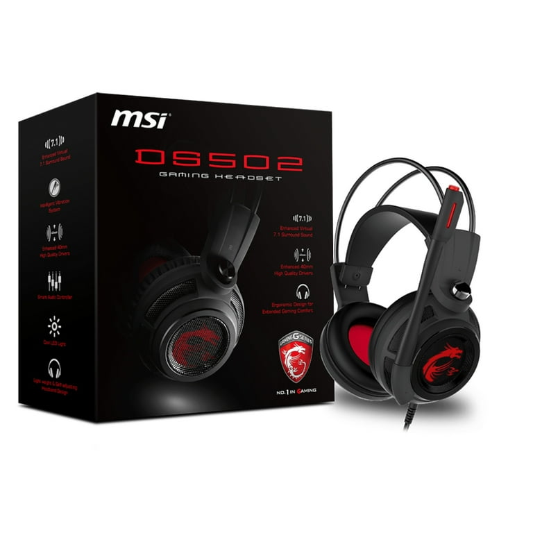MSI DS502 Gaming Headset Black Red Walmart