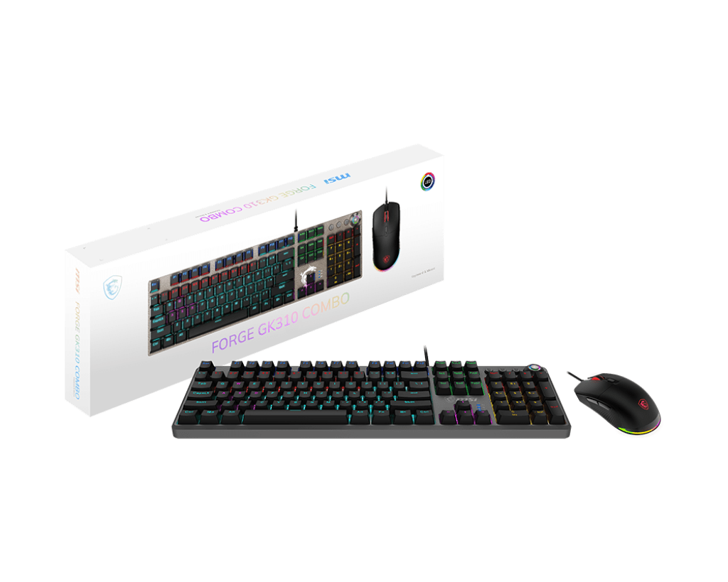 MSI Force GK310 Tastiera Meccanica Da Gaming FR-AZERTY - Switch Rossi Sostituibili, LED RGB, Copertura Magnetica