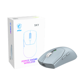 MSI FORGE GM340 W SKY Wireless/Wired Rechargeable GAMING Mouse, Symmetrical Design