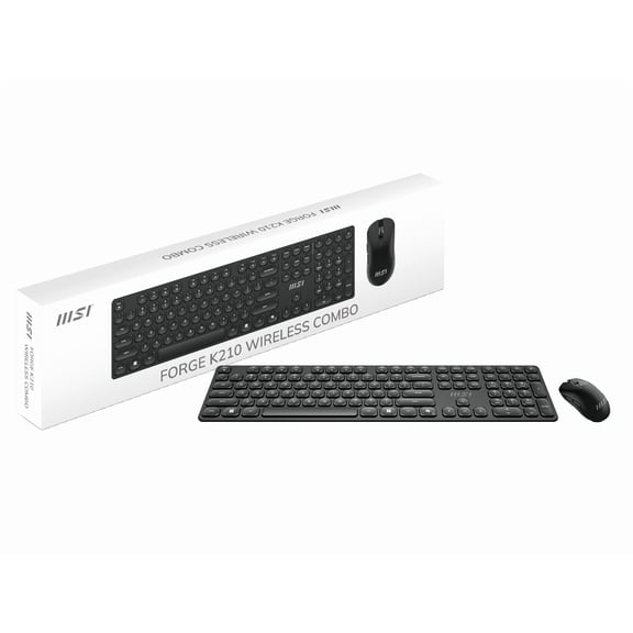 MSI Forge K210 Wireless Keyboard & Mouse Combo - Low Profile, Tactile, up to 120 Hours Battery(Keyboard) & 30 Hours(mouse) - Black