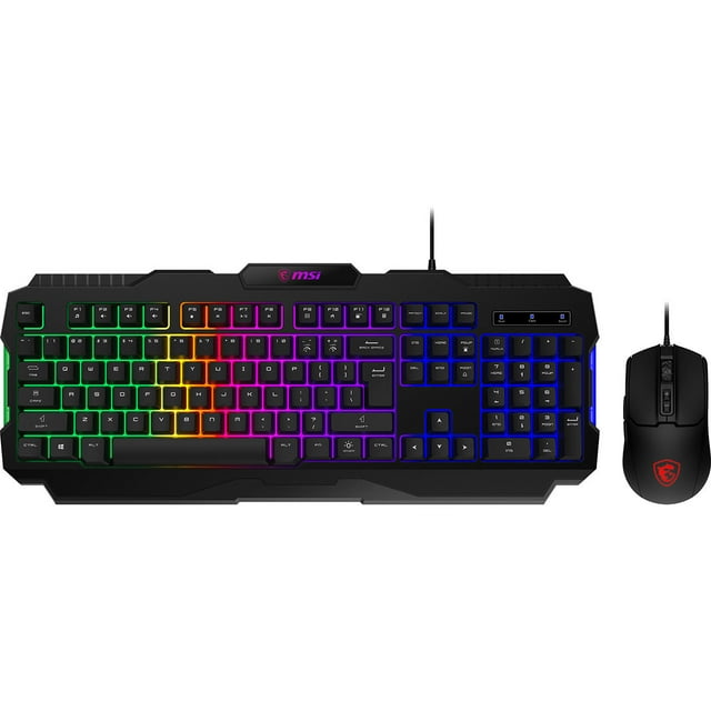 MSI Forge GK100 Combo – Gaming RGB Keyboard & Mouse Set, 19-Key Anti-Ghosting, 6400 DPI Optical Sensor, 6-Mode RGB, up to 6,400 DPI, Black