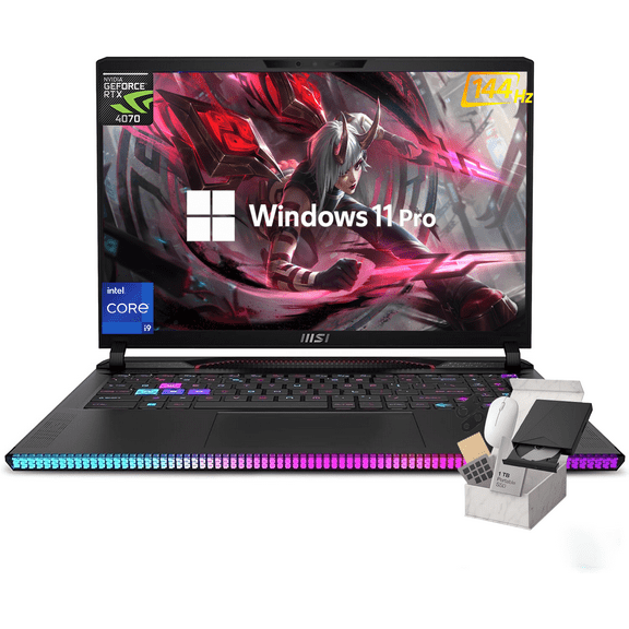 MSI GE68HX Raider Gaming Laptop - 16" FHD 144Hz Display, Intel Core i9-14900HX(Up to 5.8GHz), GeForce RTX 4070, 32GB DDR5, 2TB SSD, Backlit KB, Win 11 Pro