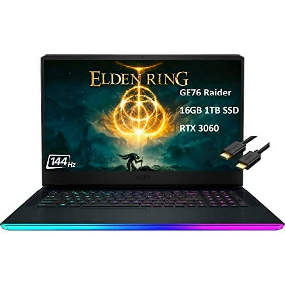 MSI GE76 Raider 17.3" 144Hz (16GB RAM, 1TB PCIe SSD, Intel 8-Core i7-11800H (Beat Ryzen 7 5800H), RTX 3060), FHD Gaming Laptop, Thunderbolt 4, Webcam, RGB Backlit, IST HDMI, Windows 10