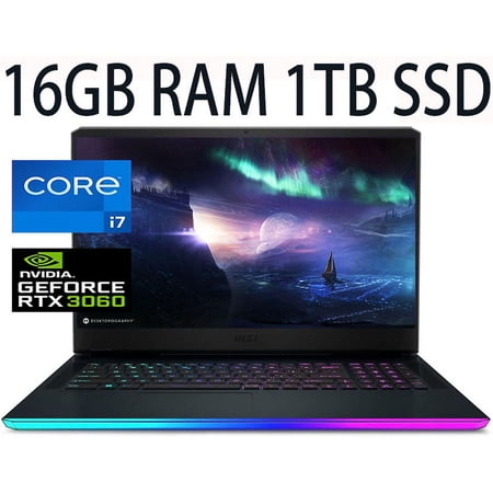MSI GE76 Raider 17 Gaming Laptop, 11th Gen Intel Core i7-11800H 8-Cores Processor, NVIDIA GeForce RTX 3060 6GB GDDR6 Graphics, 16GB DDR4 1TB PCIe SSD, 17.3" Thin Bezel FHD Display, Windows 11