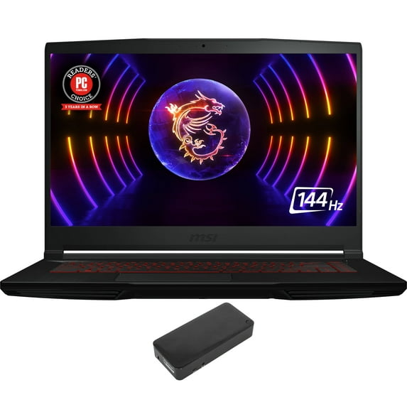 MSI GF63 12VE-066US Gaming Laptop (Intel i7-12650H 10-Core, 15.6in 144 Hz Full HD (1920x1080), GeForce RTX 4050, 64GB RAM, 1TB PCIe SSD + 2TB HDD, Win 10 Pro) with DV4K Dock