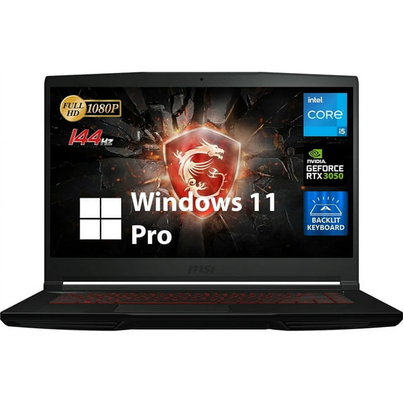 MSI GF63 Gaming Laptop, 15.6" FHD IPS, Intel Core i5-11400H, NVIDIA GeForce RTX 3050, 32GB RAM, 2TB SSD, Wi-Fi 6, Backlit Keyboard, Bluetooth, Windows 11 Pro, Cefesfy Gaming Mouse