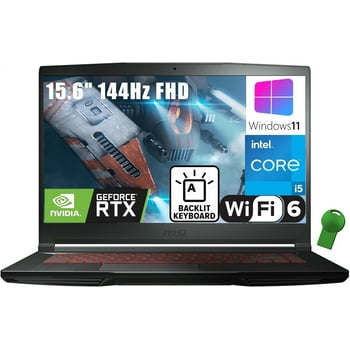 MSI GF63 Thin 15.6" 144Hz FHD Gaming Laptop Computer, Intel Hexa-Core i5-11400H (Beat i7-10875H), 32GB DDR4 RAM, 2TB PCIe SSD, GeForce RTX 3050 4G, WiFi6, BT5.1, Backlit Keyboard, Windows 11