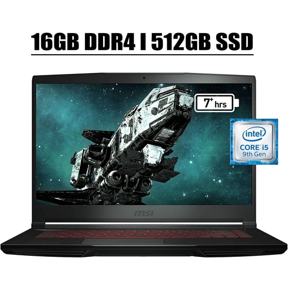 MSI GF63 Thin and Light Flagship Gaming Laptop Computer I 15.6" FHD IPS Display I Intel Quad-Core i5-9300H I 16GB DDR4 512GB SSD I 4GB GTX 1650 Max-Q HDMI WIFI Webcam Win 10