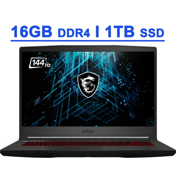 MSI GF65 Thin Premium Gaming Laptop 15.6” FHD IPS 144Hz Display 10th Gen Intel Hexa-Core i5-10500H 16GB DDR4 1TB SSD GeForce RTX 3060 6GB Backlit KeyBoard USB-C HDMI WiFi6 Nahimic Win10 Black