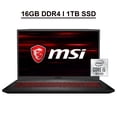 thumbnail image 1 of MSI GF75 Thin 17 Gaming Laptop 17.3" FHD 144Hz IPS LED Backlight Display 10th Gen Intel Quad-Core i5-10300H 16GB DDR4 1TB SSD GeForce GTX 1650 Ti 4GB Intel UHD Graphics Backlit WiFi6 Win10 Black, 1 of 5