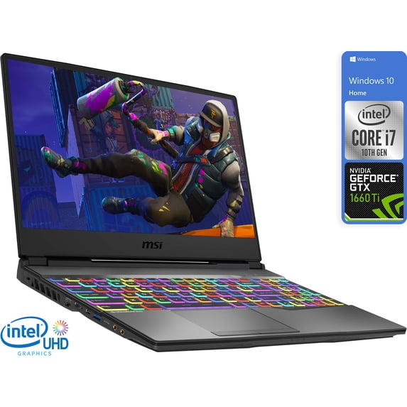 MSI GP65 Leopard Gaming Notebook, 15.6" 120Hz FHD Display, Intel Core i7-10750H Upto 5.0GHz, 8GB RAM, 128GB NVMe SSD, GTX 1660 Ti, HDMI, Mini DisplayPort, Wi-Fi, Bluetooth, Windows 10 Home