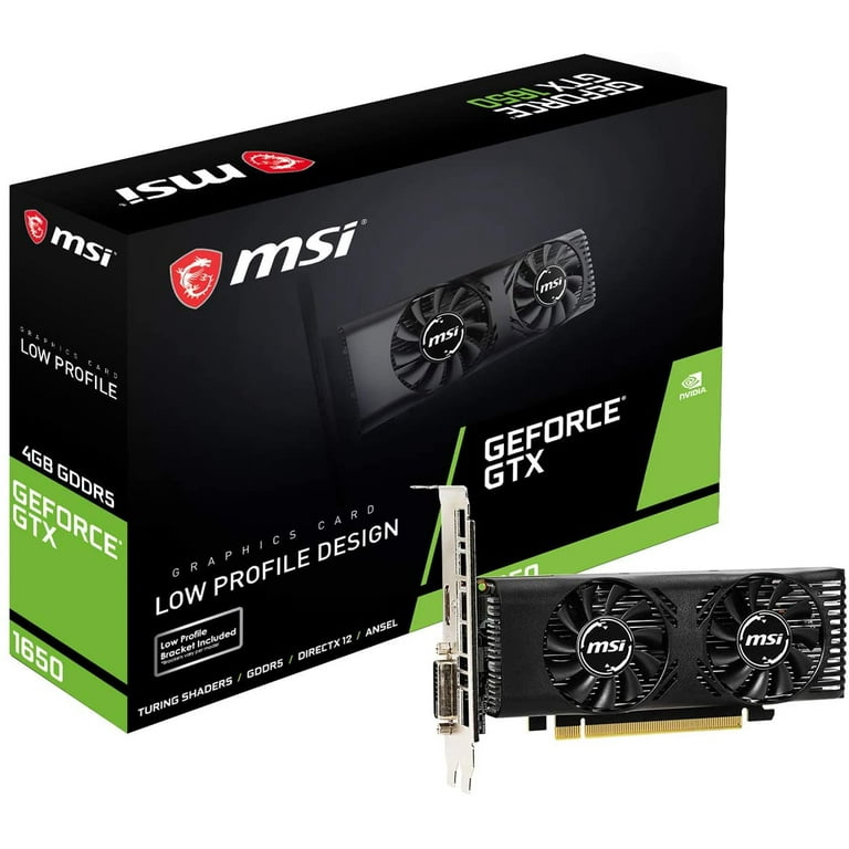 MSI GeForce GTX 1650 4GT LP Graphics Card, 4GB GDDR5, 1665 MHz