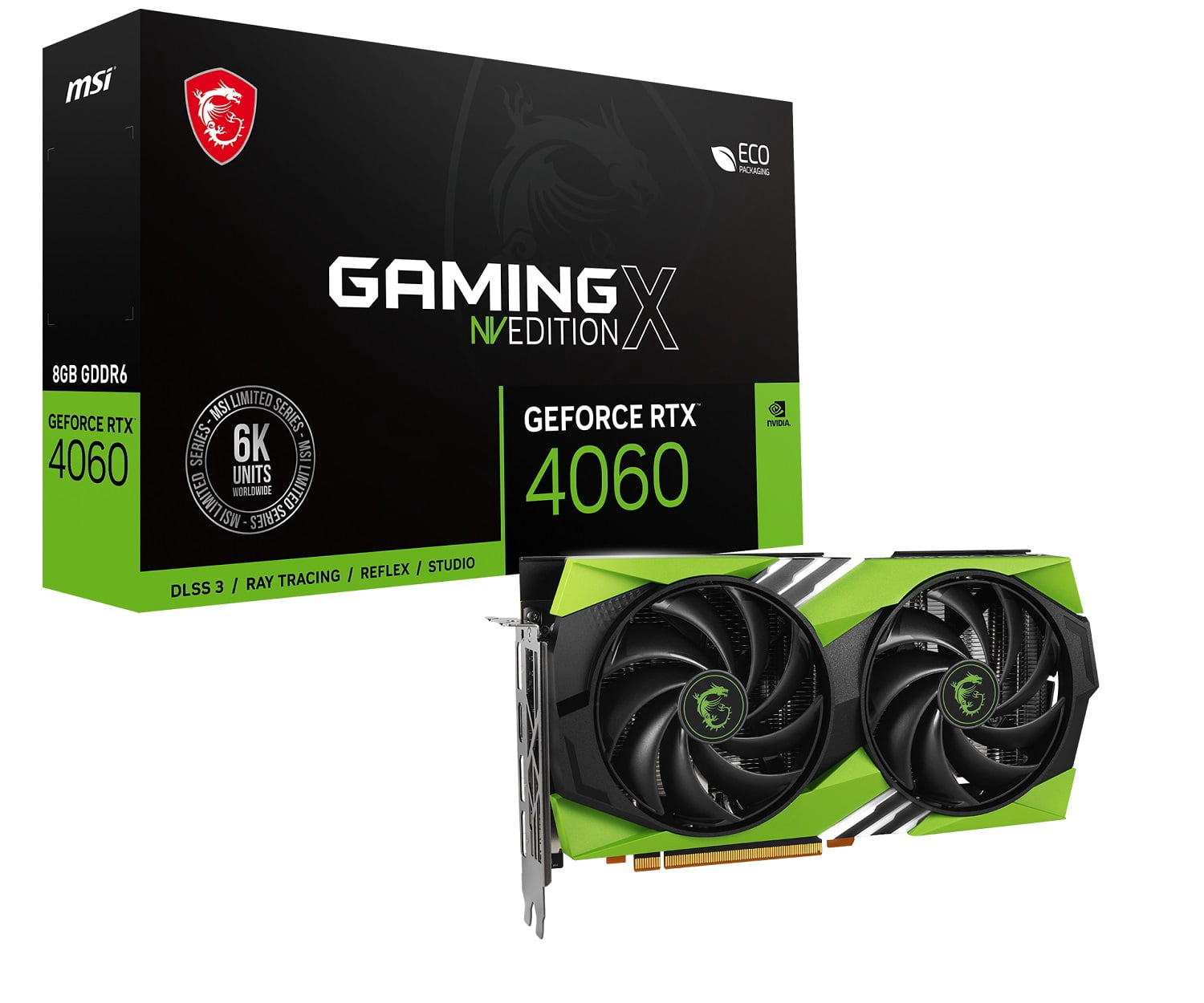 MSI GeForce RTX 4060 GPU, NV Edition, 8GB GDDR6, DLSS 3, HDMI, DP 