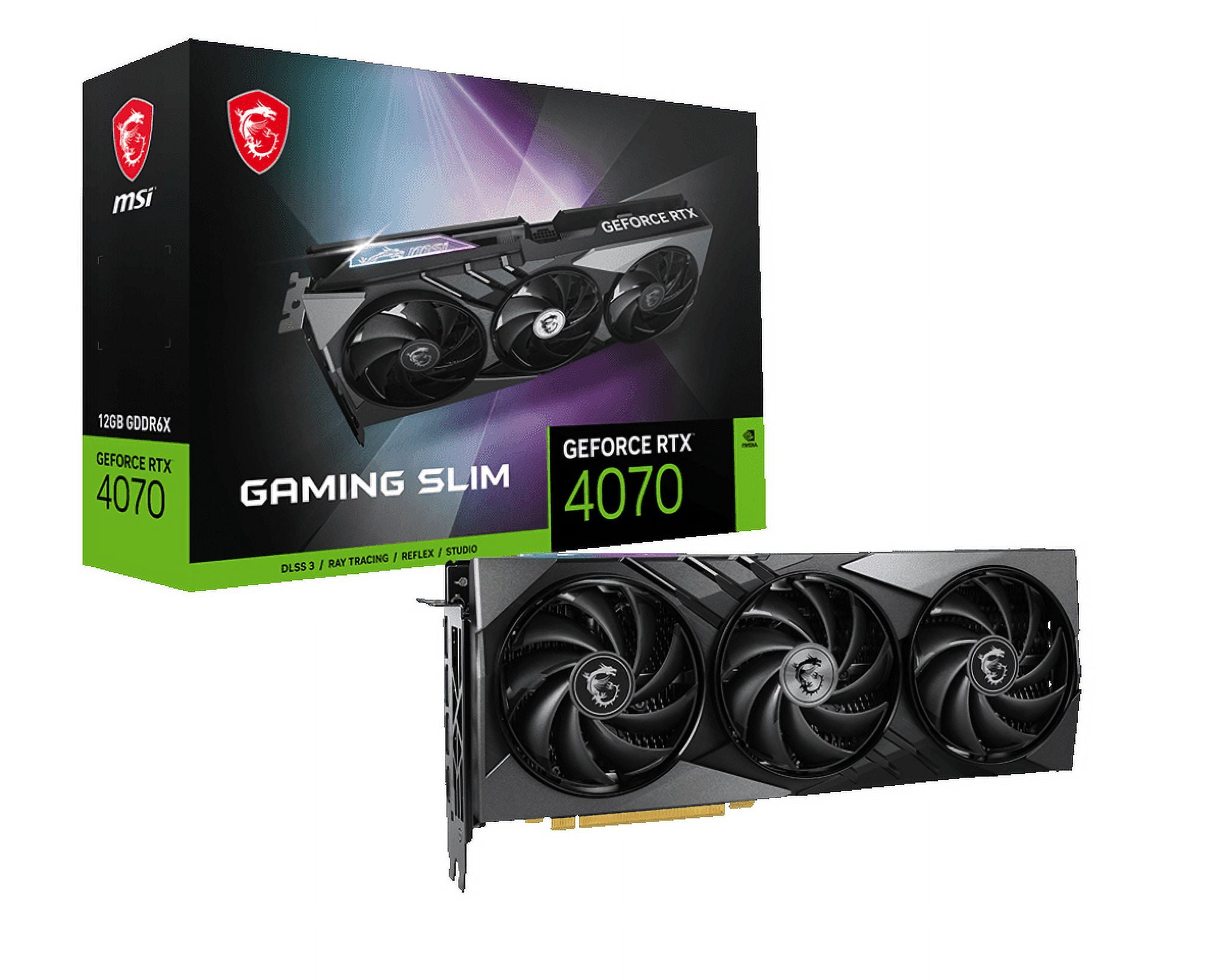 MSI GeForce RTX 4070 GAMING SLIM 12G Graphics Card, 12GB GDDR6X, PCI-E Gen 4, DP x 3, HDMI x 1, with DLSS 3, Slim Design