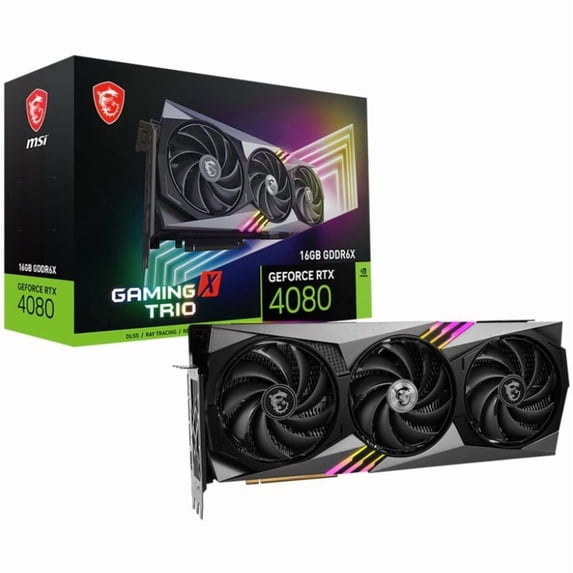 MSI GeForce RTX 4080 16GB GAMING X TRIO Graphics Card - DirectX 12 Ultimate Supported - G-Sync Compatible - HDCP Supported - TORX Fan 5.0 Cooling System - 16 GB GDDR6X Memory