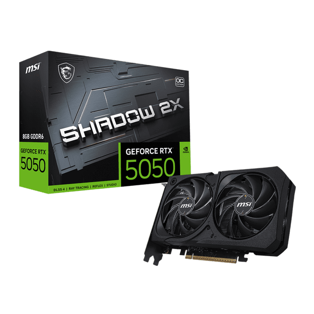 MSI GeForce RTX 5050 8G SHADOW 2X OC Graphics Card, 8GB GDDR6, DPx3, HDMIx1, DLSS 4