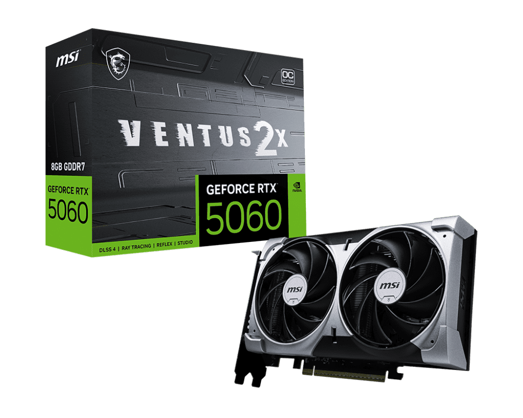 MSI NVIDIA GeForce RTX 5060 Graphic Card - 8 GB GDDR7 - 7680 x 4320 - 2.54 GHz Boost Clock - 128 bit Bus Width - PCI Express 5.0 x16 - DisplayPort - 3 x DisplayPort - HDMI