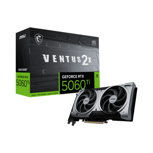 MSI NVIDIA GeForce RTX 5060 Ti Graphic Card - 16 GB GDDR7 - 7680 x 4320 - 2.62 GHz Boost Clock - 128 bit Bus Width - PCI Express 5.0 x16 - DisplayPort - 3 x DisplayPort - HDMI