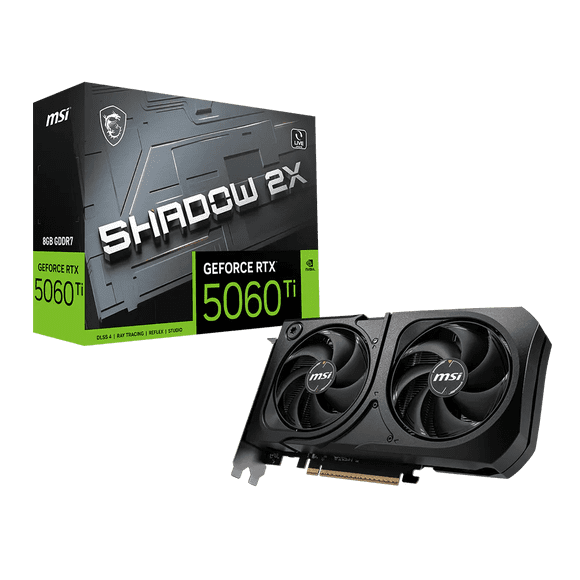 MSI GeForce RTX 5060 Ti 8G SHADOW 2X PLUS Graphics Card, 8GB GDDR7, DPx3, HDMIx1, DLSS 4