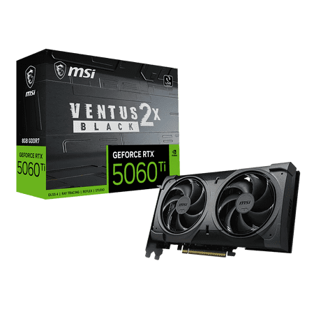 MSI GeForce RTX 5060 Ti 8G VENTUS 2X BLACK PLUS Graphics Card, 8GB GDDR7, DPx3, HDMIx1, DLSS 4