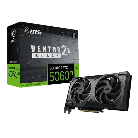 MSI GeForce RTX 5060 Ti 8G VENTUS 2X BLACK PLUS Graphics Card, 8GB GDDR7, DPx3, HDMIx1, DLSS 4