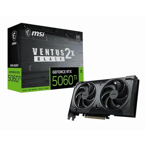 MSI GeForce RTX 5060 Ti 8G VENTUS 2X OC BLACK PLUS Graphics Card, 8GB GDDR7, DPx3, HDMIx1, DLSS 4