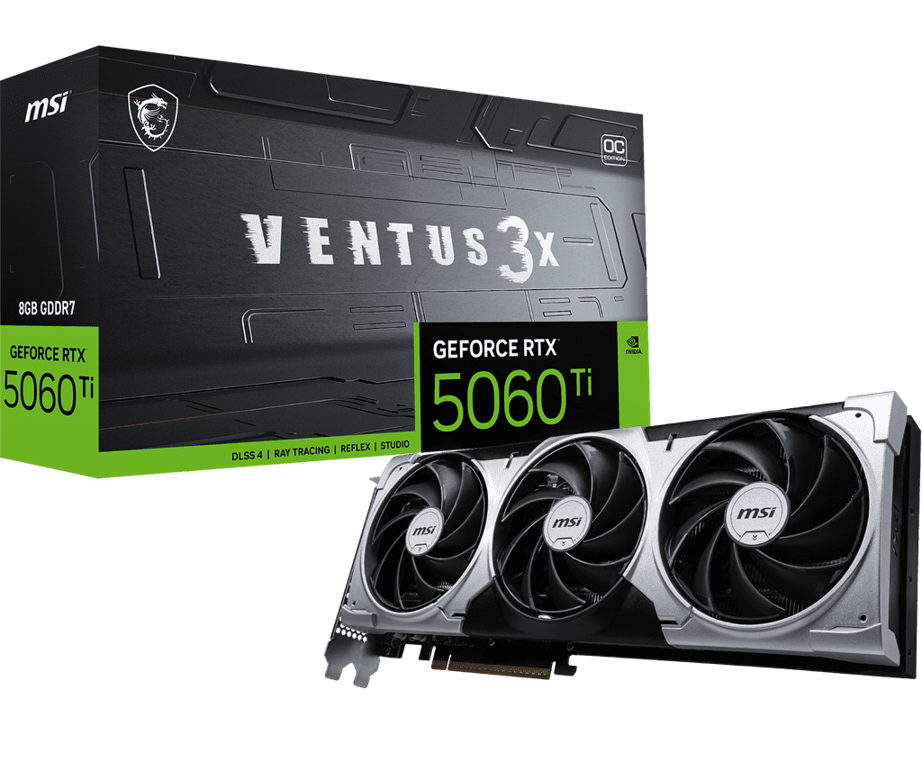 MSI GeForce RTX 5060 Ti 8G VENTUS 3X OC Graphics Card, 8GB GDDR7, DPx3, HDMIx1, DLSS 4